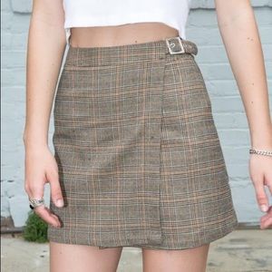 John Galt Plaid Emerson Buckle Skirt Brown